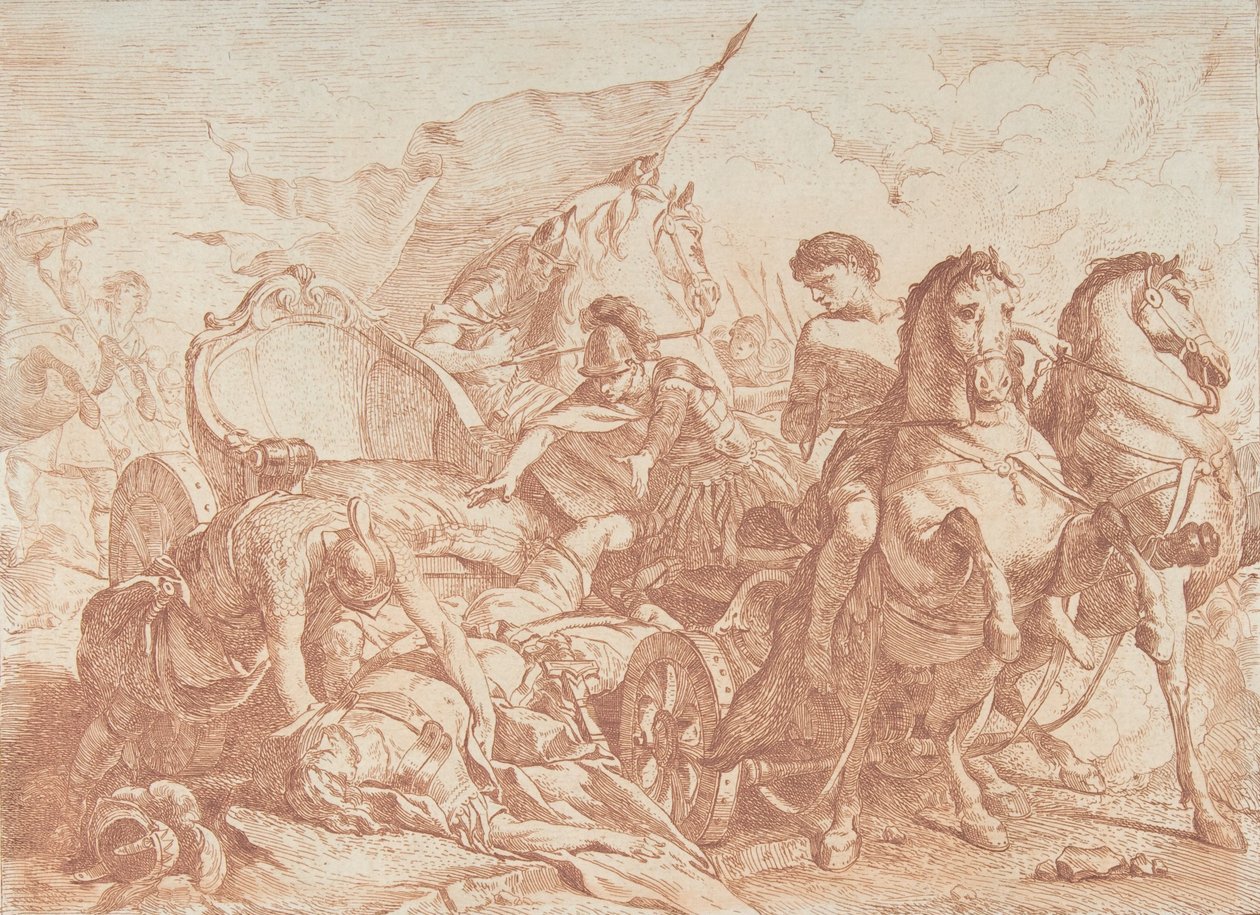 Queda de Antíoco de sua carruagem, século 18., século 18. de Noel Halle