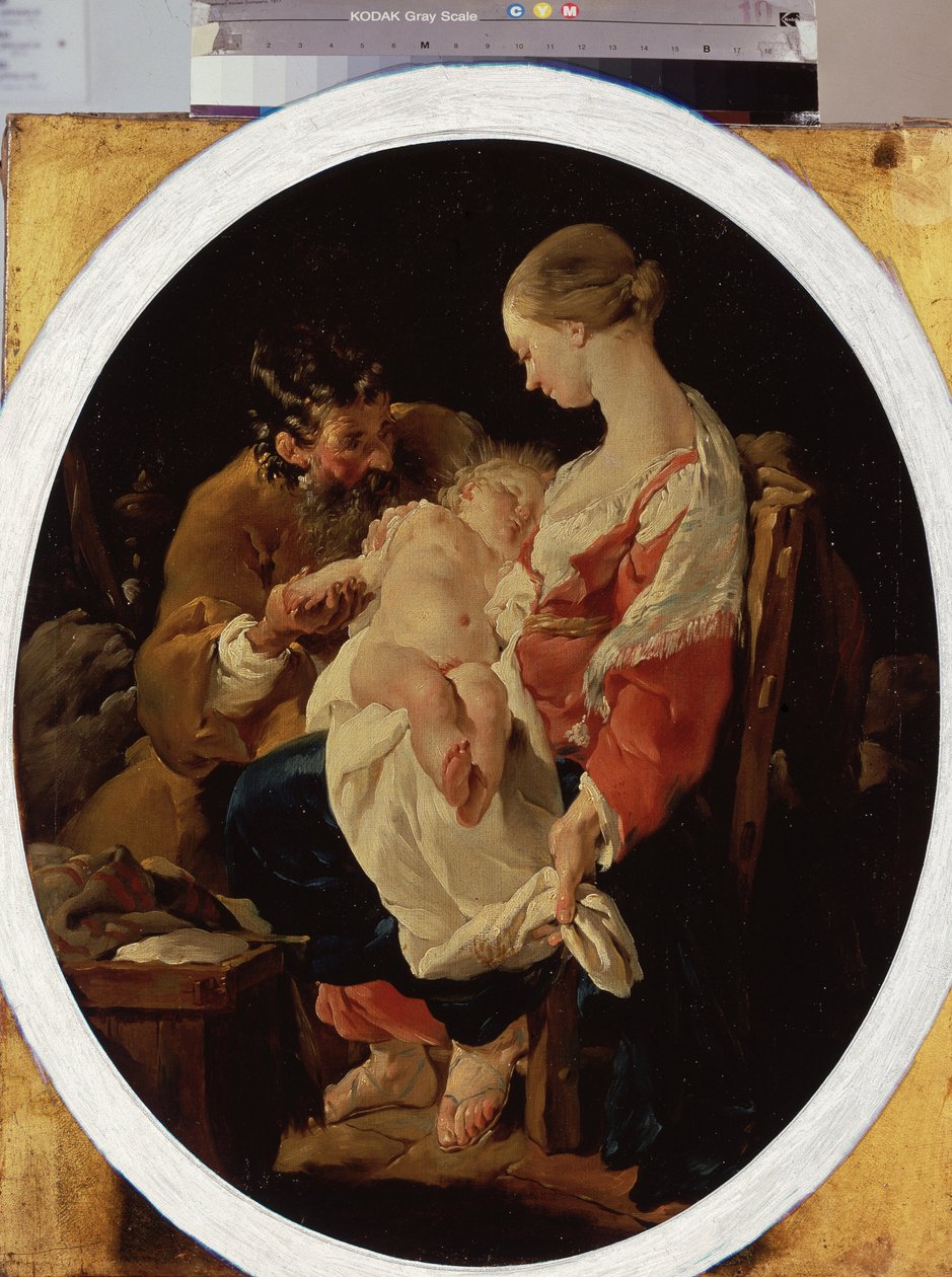 ""A Sagrada Família"" (A Sagrada Família) Pintura de Noel Halle (1711-1781) Museu Hermitage do século XVIII, São Petersburgo de Noel Halle