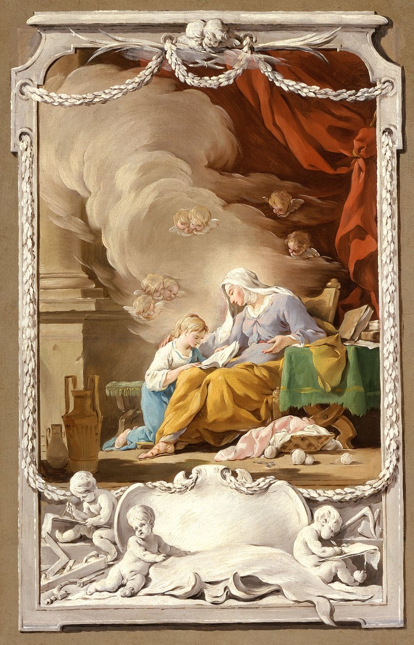 Santa Ana Revelando à Virgem a Profecia de Isaías, c.1749 de Noel Halle