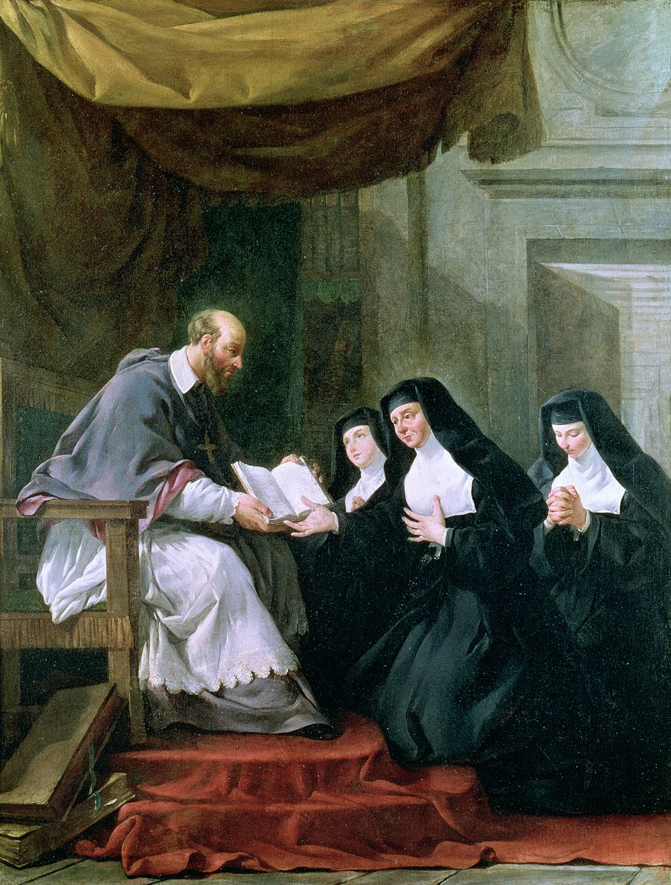 São Francisco de Sales (1567-1622) Dando a regra da visitação a Santa Joana de Chantal (1572-1641) de Noel Halle