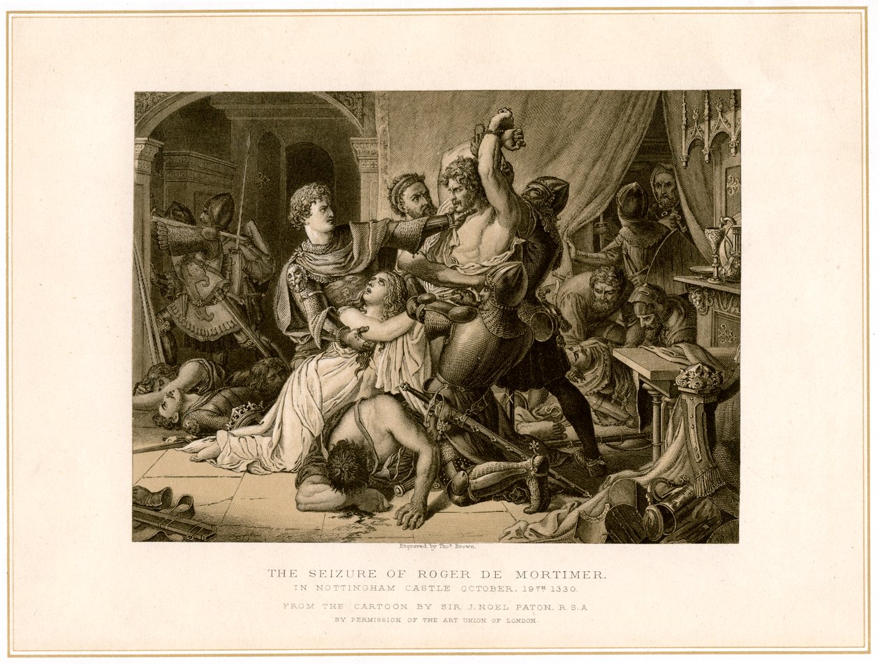 A apreensão de Roger de Mortimer 1287-1330 no Castelo de Nottingham, século XIX. de Noel Paton