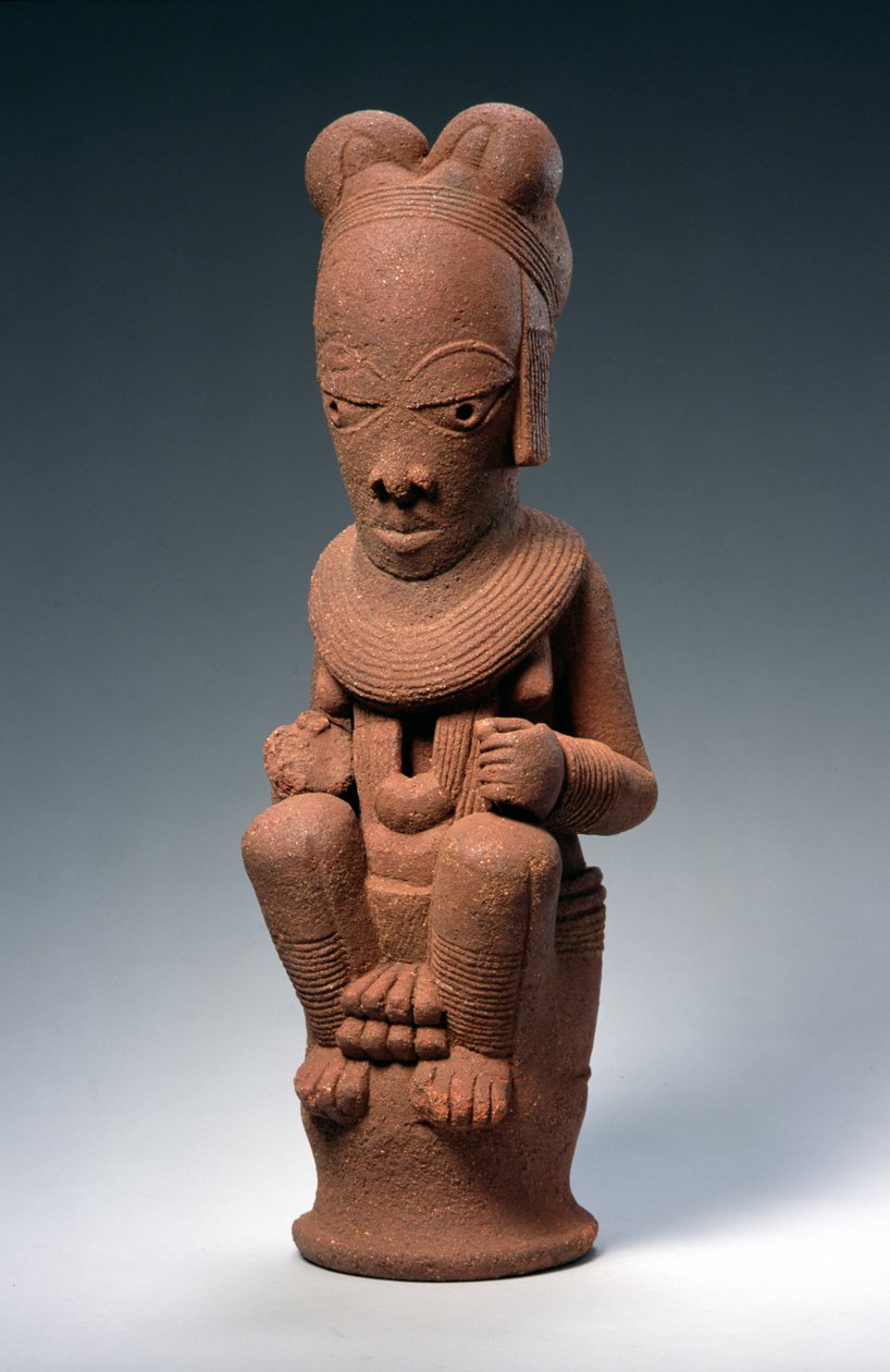 Figura feminina sentada, Nok, Nigéria (terracota) de Nok Culture