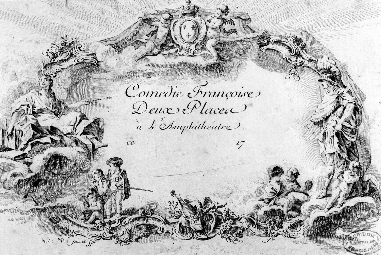 Bilhete de admissão de duas pessoas nos assentos do Anfiteatro da Comédie Française de Noël Le Mire