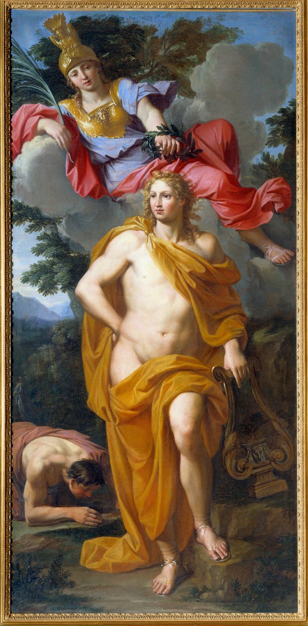 Apollo Crown by Minerve Painting by Noel Coypel (1628-1707) 1668 Sun. 2,14x1,03 m de Noël Coypel