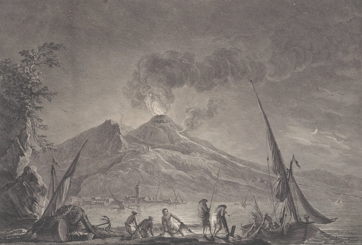Vista do Monte Vesúvio como era em 1757, 1762. de Noël Le Mire