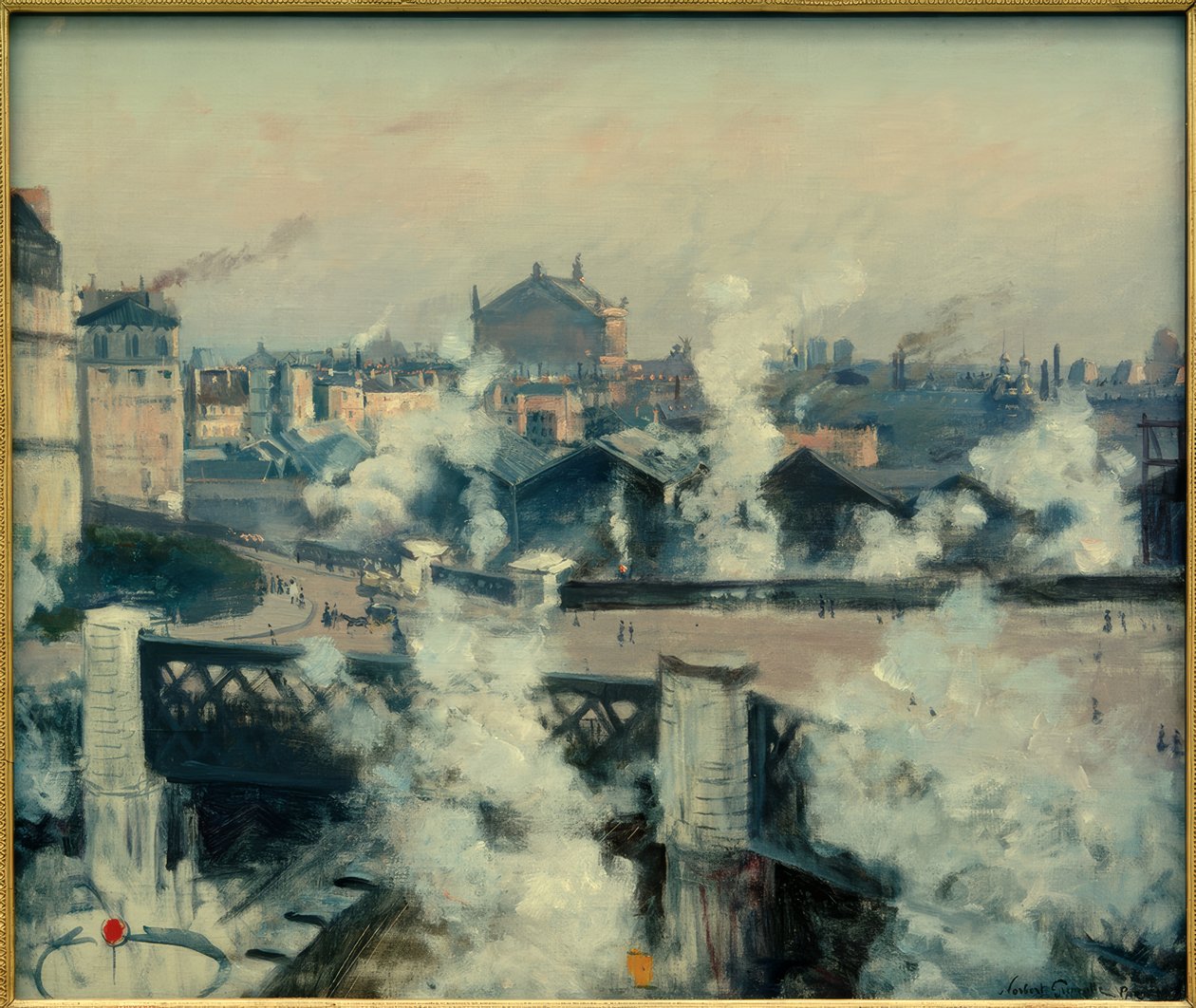 A Pont de l&39;Europe e a estação de trem Saint-Lazare de Norbert Goeneutte