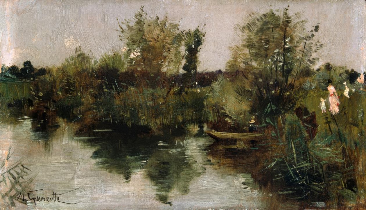 N.Goeneutte, paisagem idílica do rio de Norbert Goeneutte