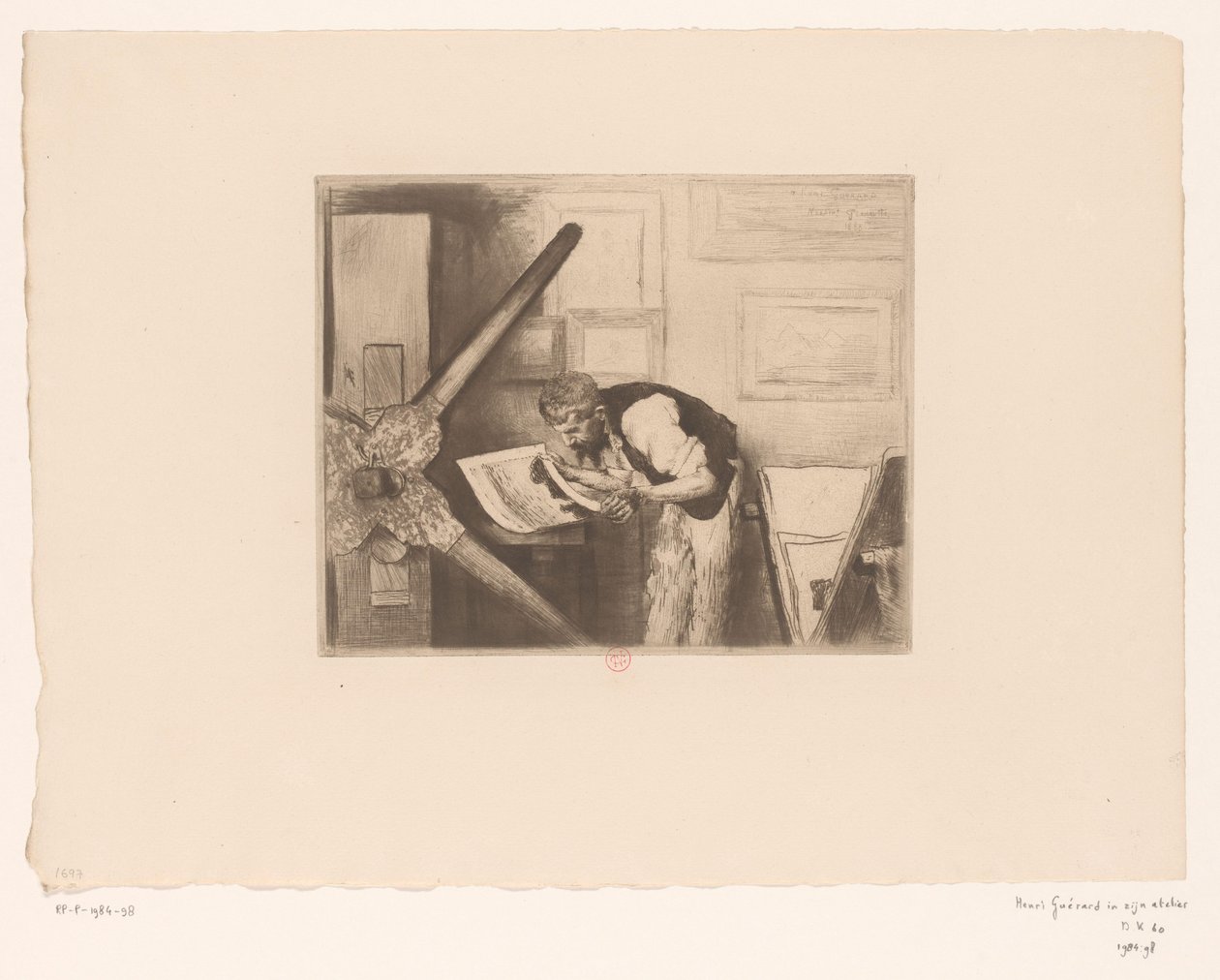 Retrato de Henri Charles Guérard em seu estúdio de Norbert Goeneutte