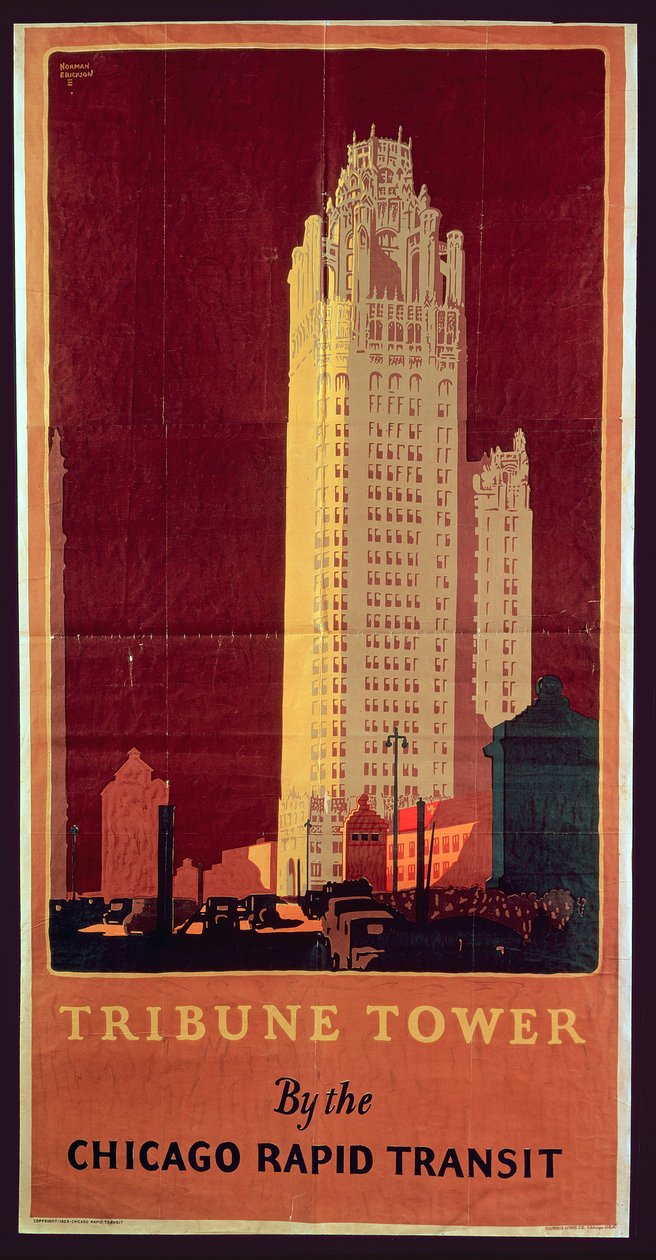 Tribune Tower, publicado pela Chicago Rapid Transit Company, EUA, 1925 de Norman Erickson
