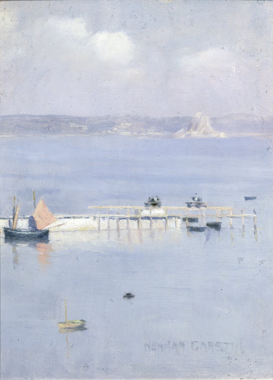 Uma vista da baía do monte com o cais norte, c.1892 (painel) de Norman Garstin