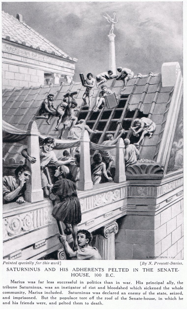 Saturnino e seus partidários atiraram na casa do Senado 100BC de Norman Prescott Davies