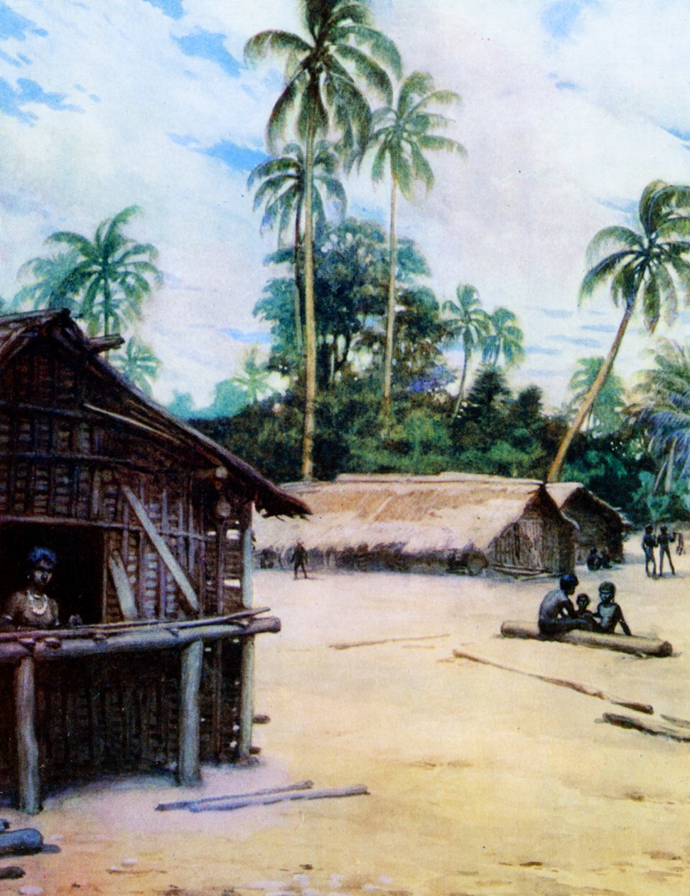 Uma aldeia nas Ilhas Salomão, 1908 de Norman Hardy