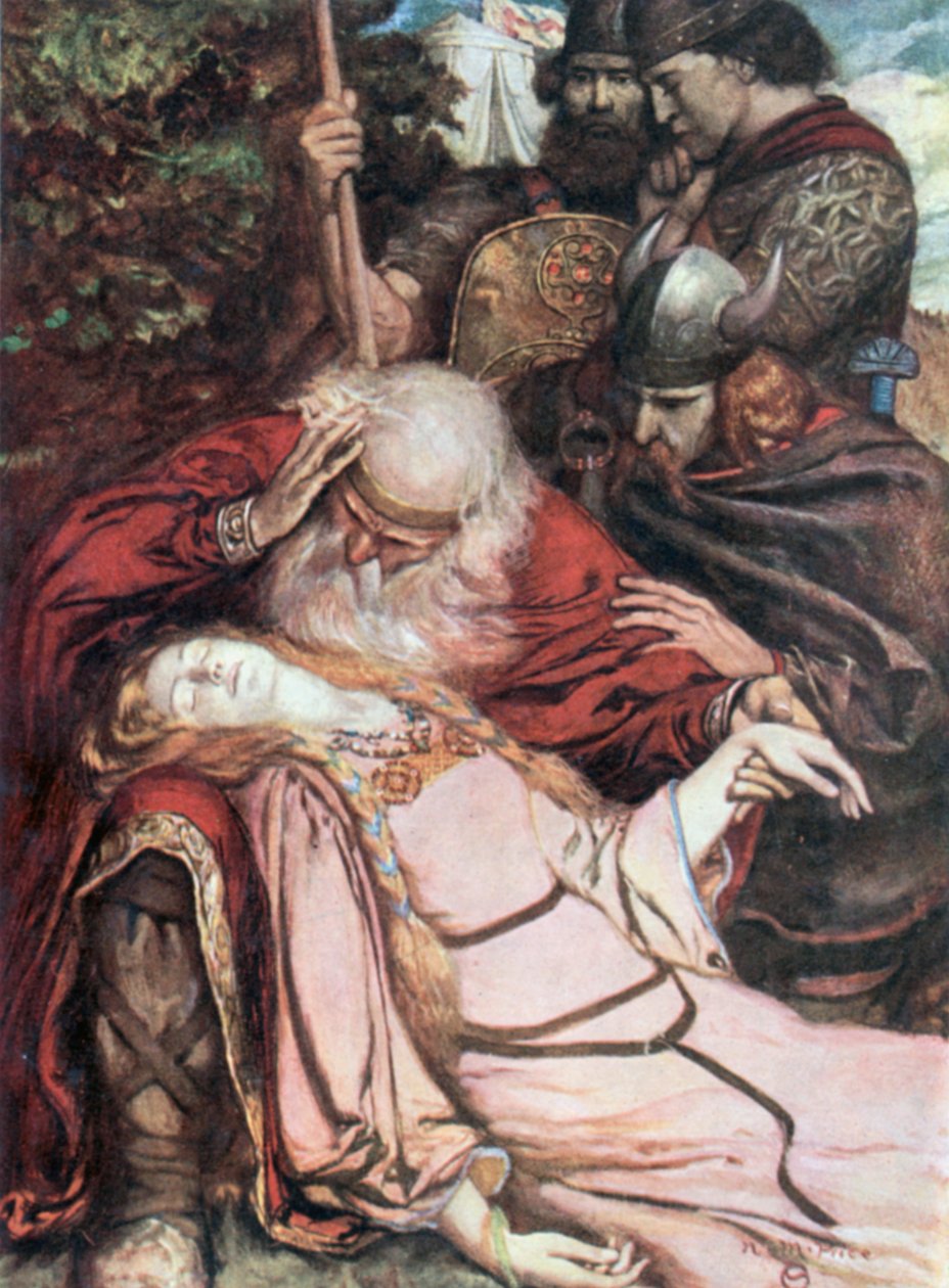 Lear, "Cordélia, Cordélia". Rei Lear - Ato V, Cena 3 (litografia a cores) de Norman Mills (after) Price