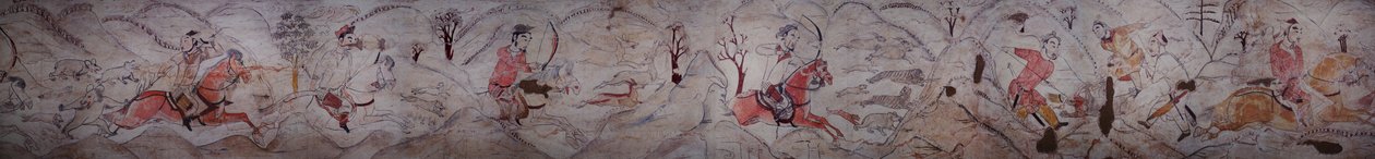 Mural de um túmulo da Dinastia Qi do Norte em Jiuyuangang, Xinzhou de Northern Qi Dynasty Chinese Scool