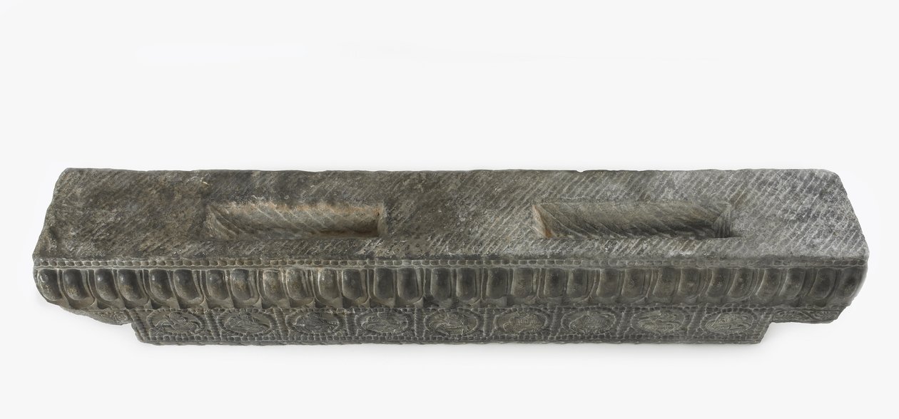 Cornice de um sofá funerário (pedra calcária) de Northern Qi Dynasty Chinese Scool