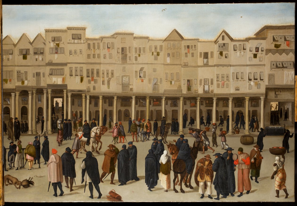 Cena de cidade em Lisboa (óleo sobre tela) de Northern European School