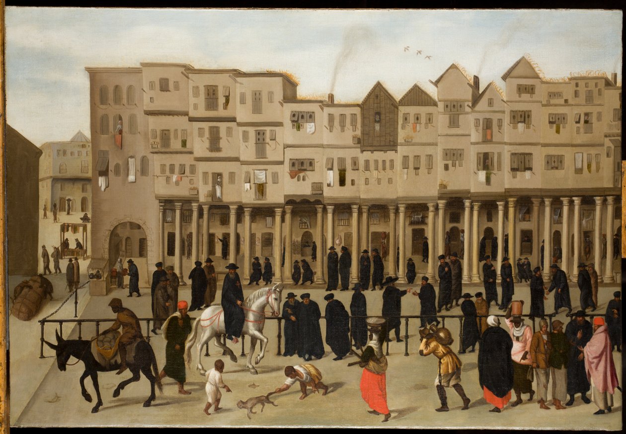 Cena de cidade em Lisboa (óleo sobre tela) de Northern European School