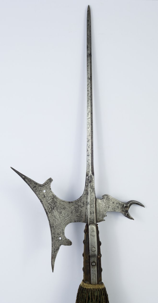 Alabarda com Fluke em forma de garra (ferro gravado e perfurado com madeira restaurada, tecido e latão) de Northern Italian School