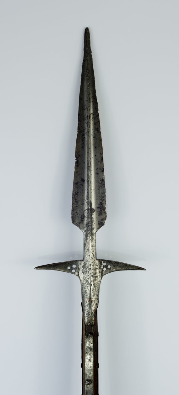 Lugged Spear, meados do século 15 ao início do século 16 (aço com incrustações de cobre e restaurações modernas) de Northern Italian School