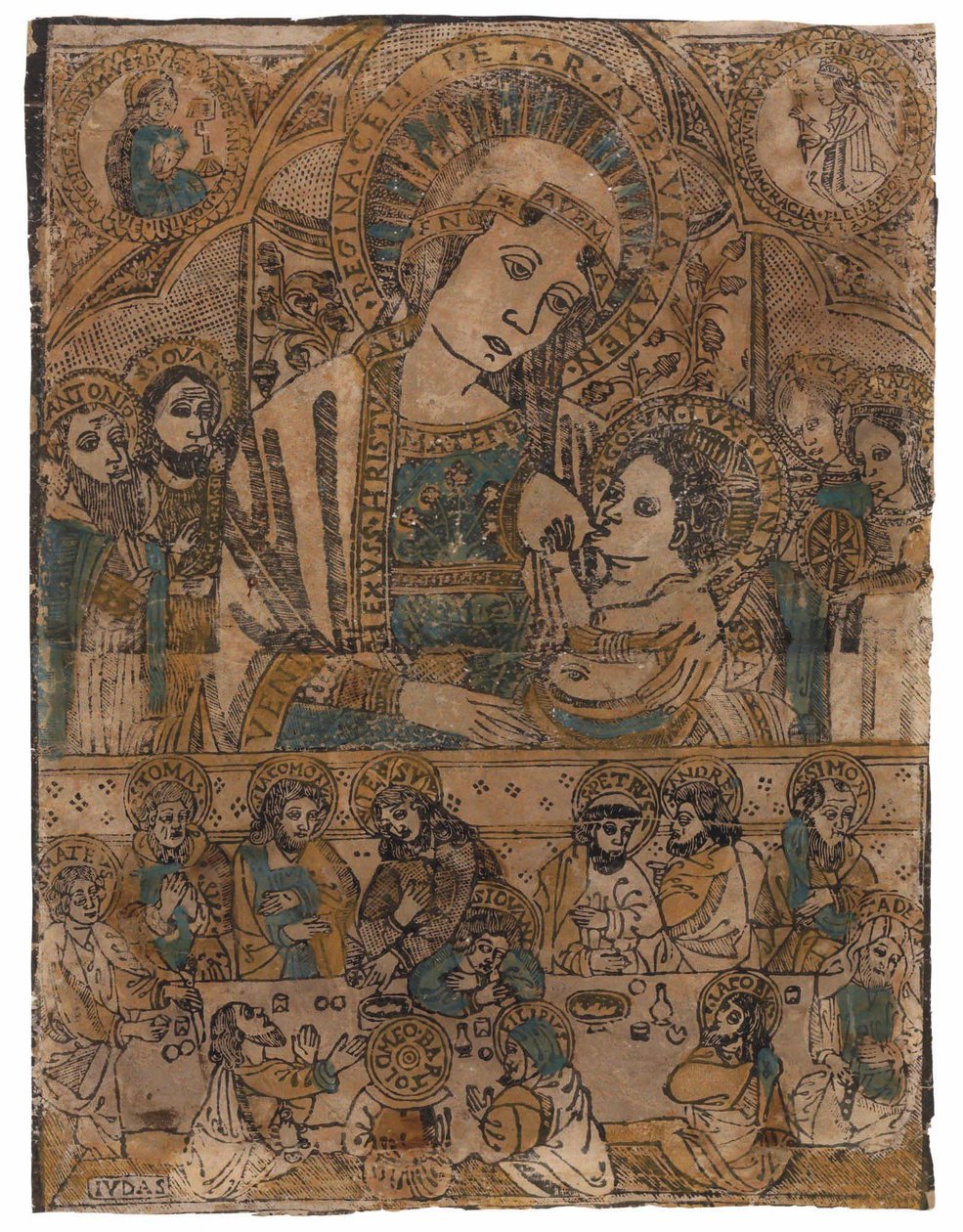 Madonna lactans com a Última Ceia (xilogravura) de Northern Italian School