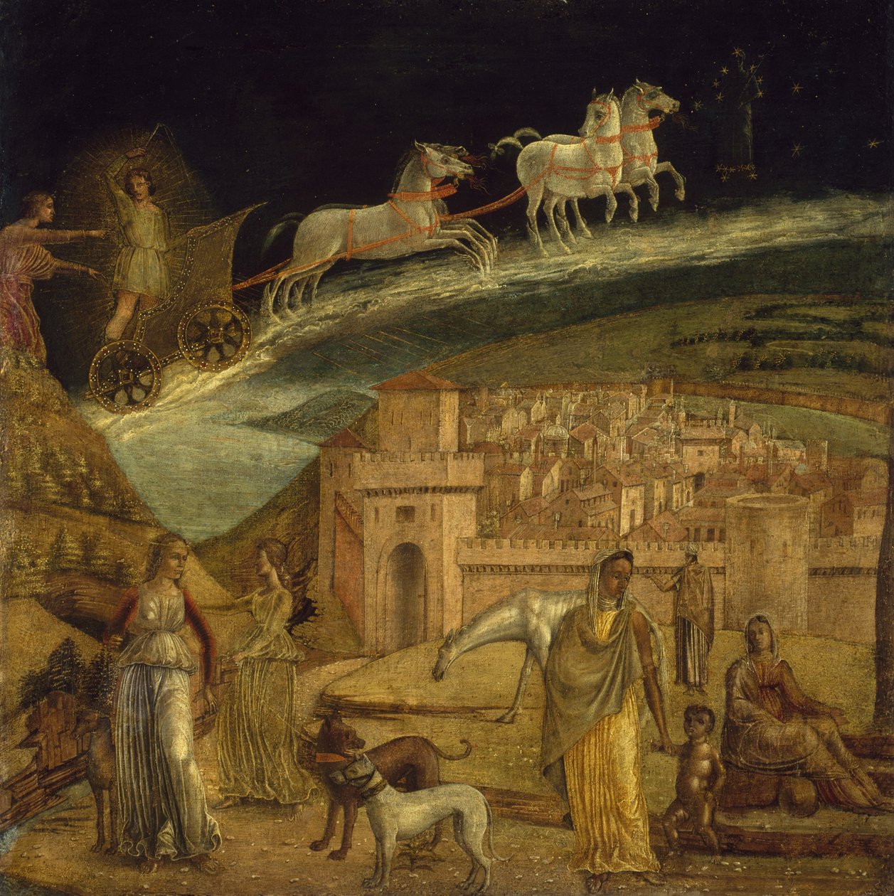 Phaeton dirigindo a carruagem de Phoebus, 1475-1500 de Northern Italian School