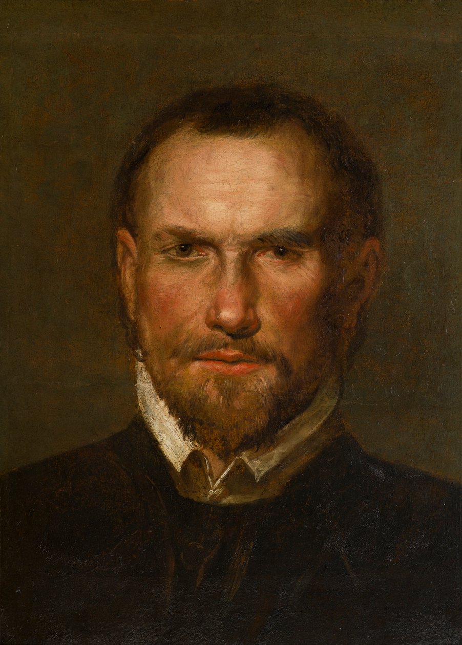 Retrato de um homem barbado desconhecido, c.1501-99 (Óleo e papel colocados em painel) de Northern Italian School