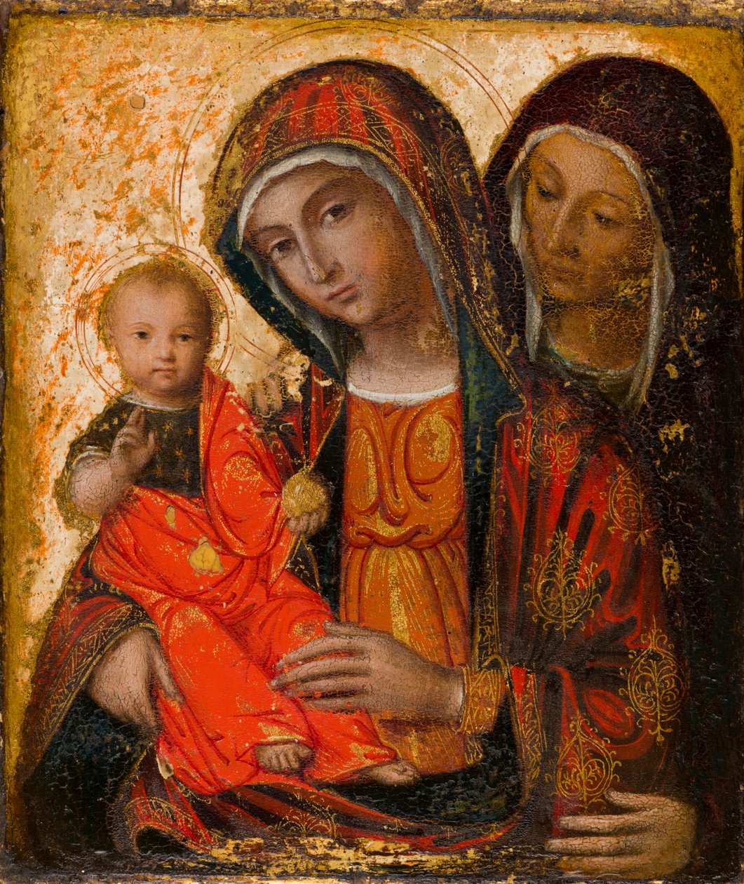 Virgem Maria, Cristo e Santa Ana, c.1500-1600 (óleo e painel) de Northern Italian School
