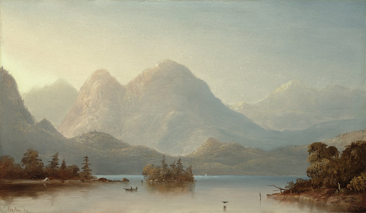 Uma vista sobre o rio Columbia, Oregon, 1871 de Norton Bush