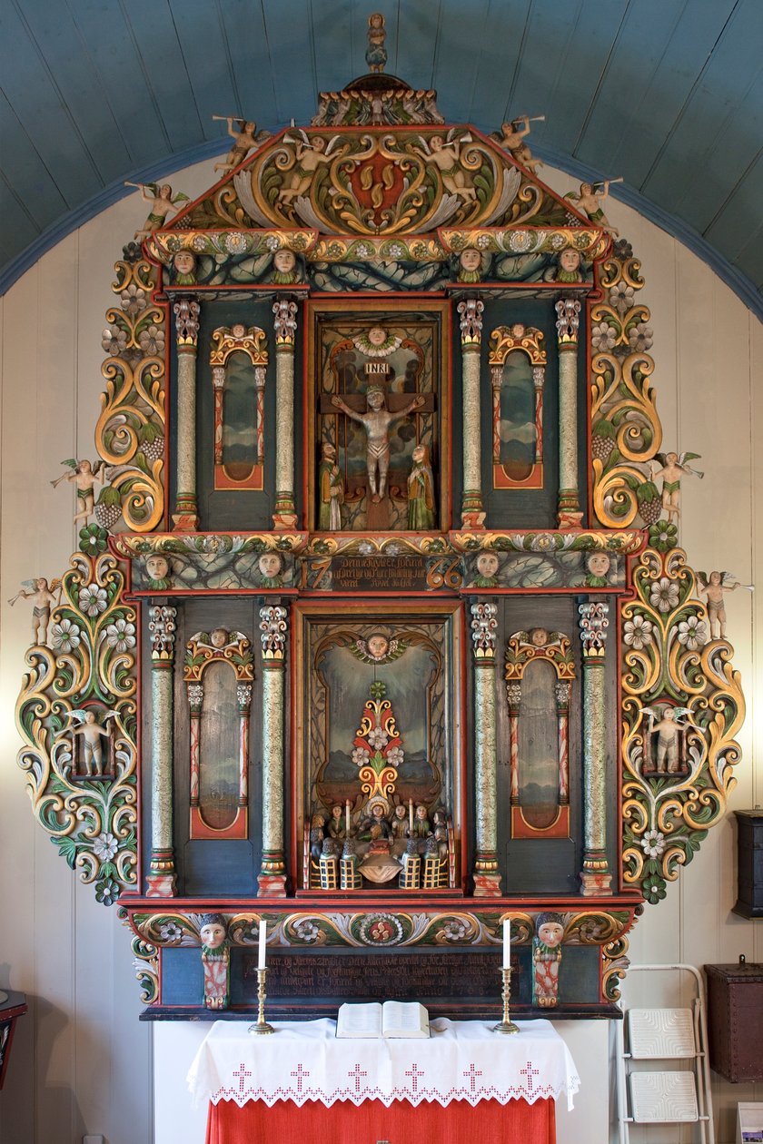 Retábulo da Igreja Mo I Rana, 1765 (madeira pintada) de Norwegian School