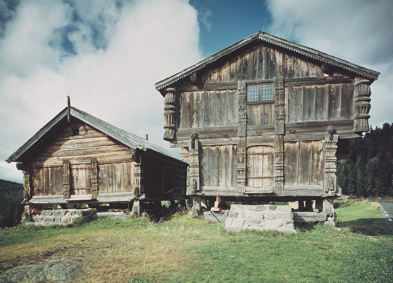 Casas de camponeses, construídas c.1712 de Norwegian School