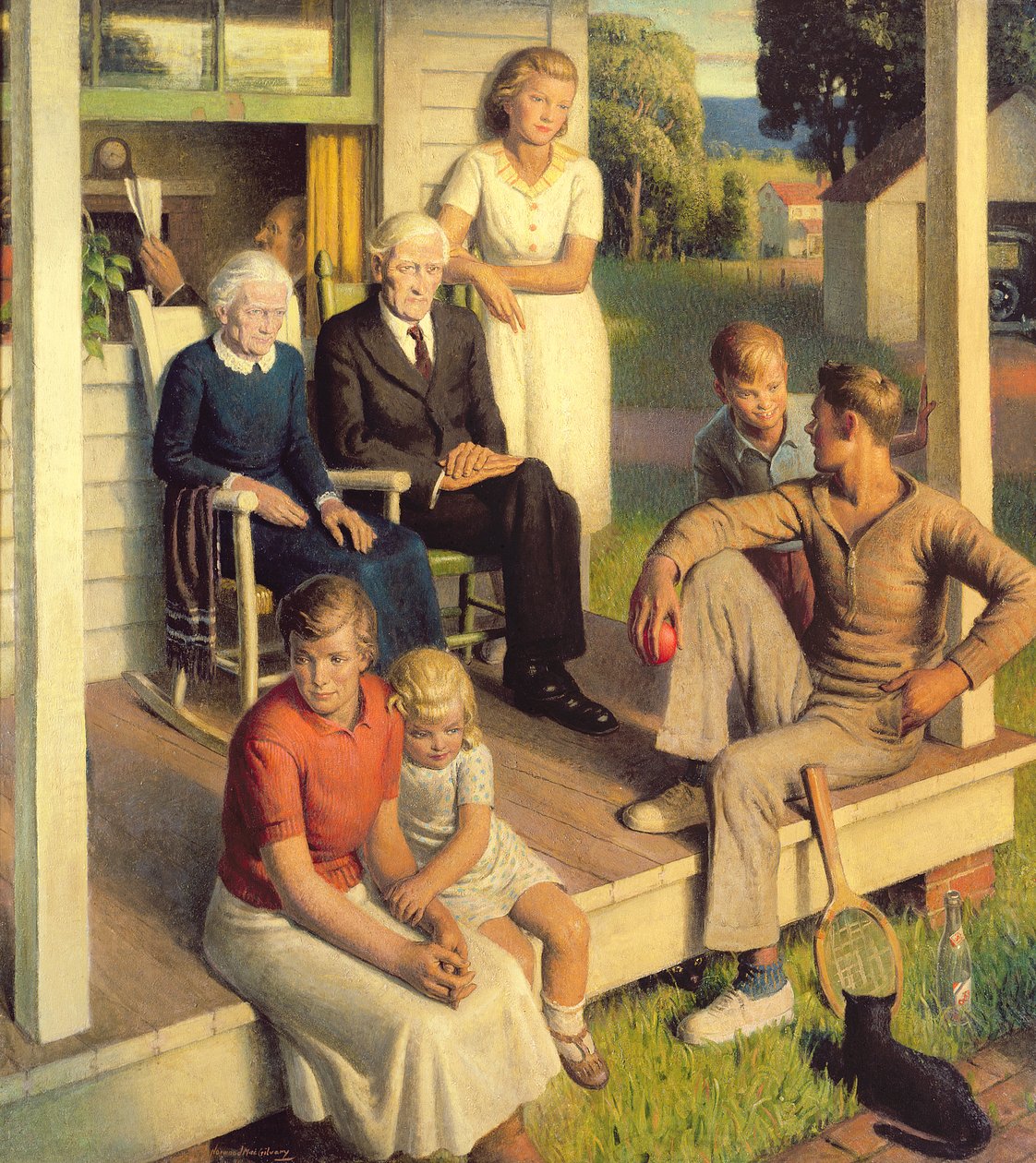 No More Chores, Family on Vacation, c.1935 (óleo sobre tela) de Norwood MacGilvary