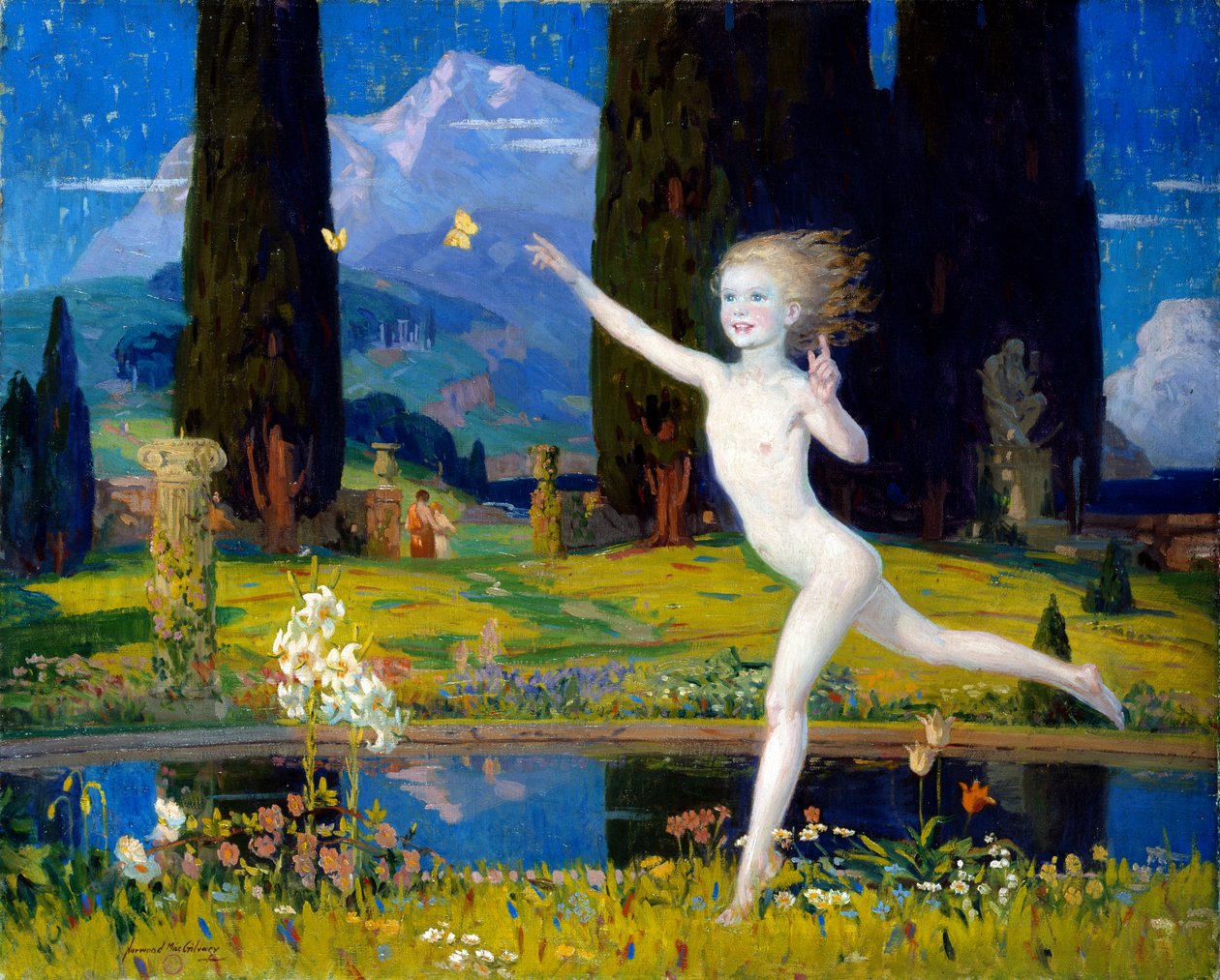 O Jardim da Infância, c.1922 (óleo sobre tela) de Norwood MacGilvary
