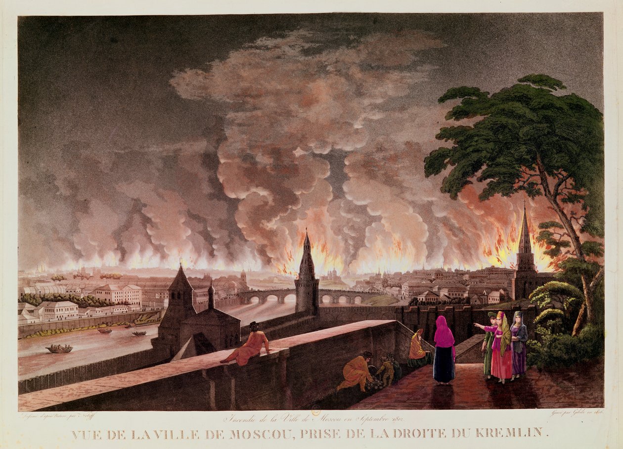 Fogo em Moscou, em setembro de 1812. gravado por Gibele, 1816 de Notoff