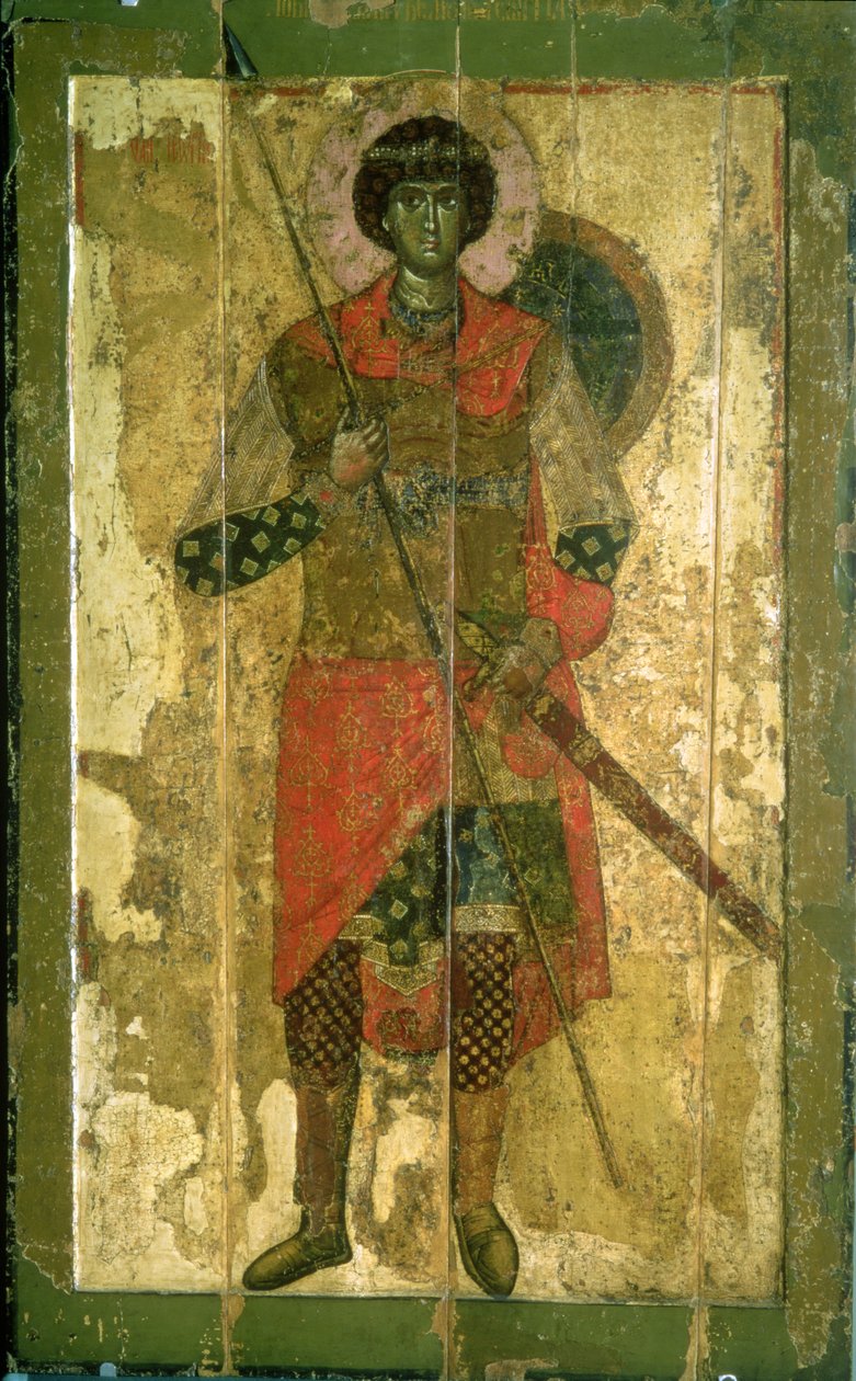 Ícone de São Jorge, 1130-50 (têmpera no painel) de Novgorod School
