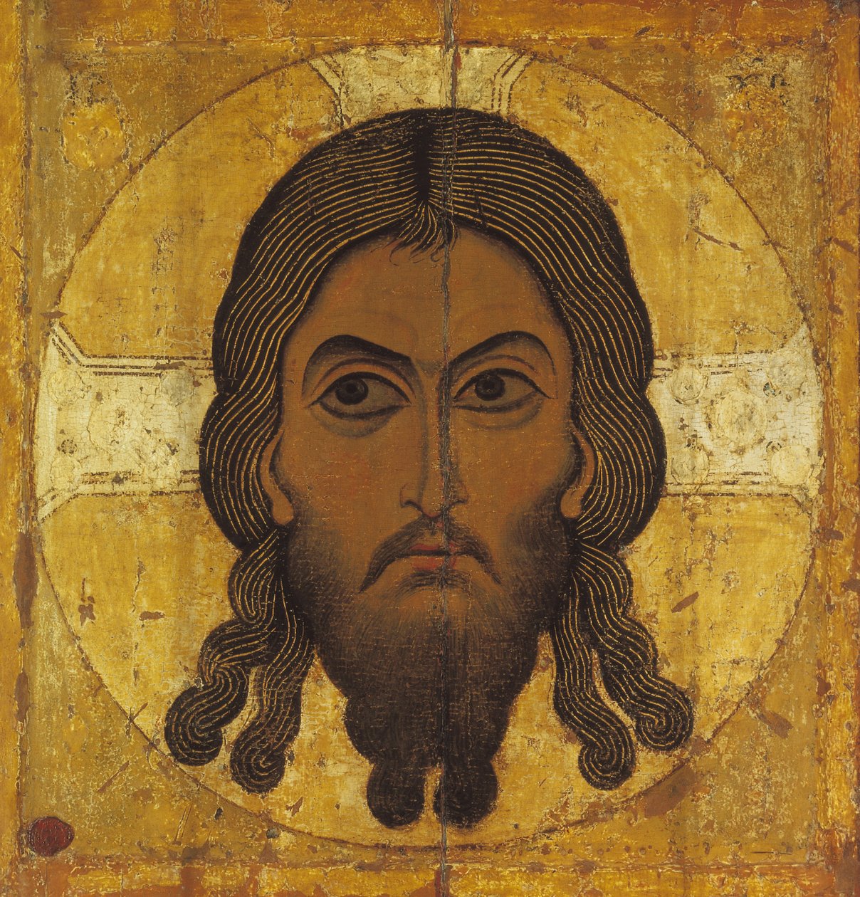 O Santo Rosto (têmpera e ouro no painel) de Novgorod School