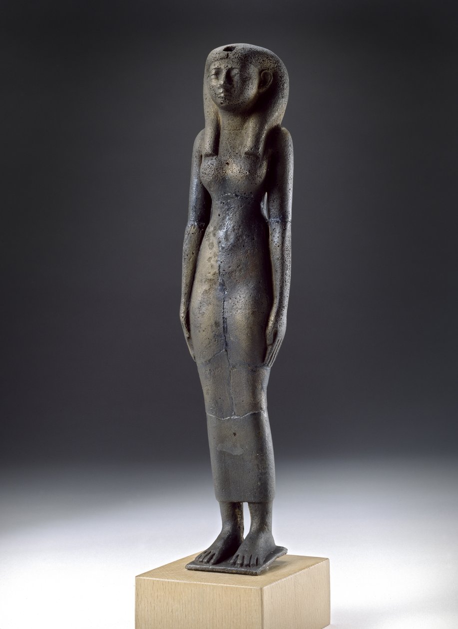 Figura da deusa Isis, Napatan Period, c.900-300 aC (bronze fundido oco, base de madeira) de Nubian