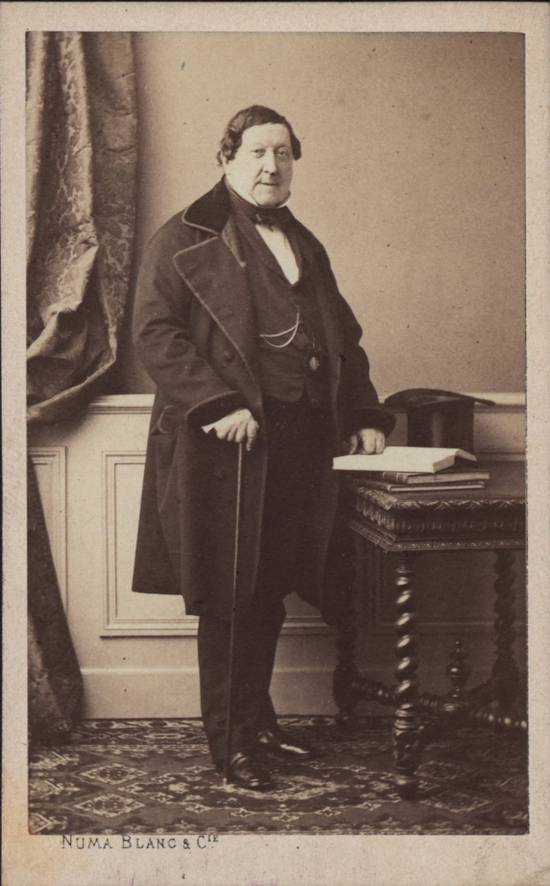 Retrato do compositor Gioachino Antonio Rossini 1792-1868, antes de 1868. de Numa Blanc