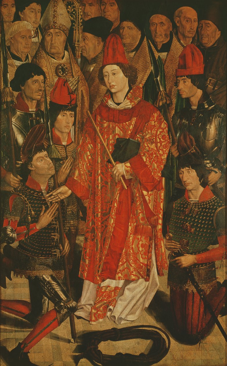 São Vicente de Zaragoza (d.304), Protetor de Lisboa, do Retábulo de São Vicente, c.1495 de Nuno Goncalves or Gonzalvez