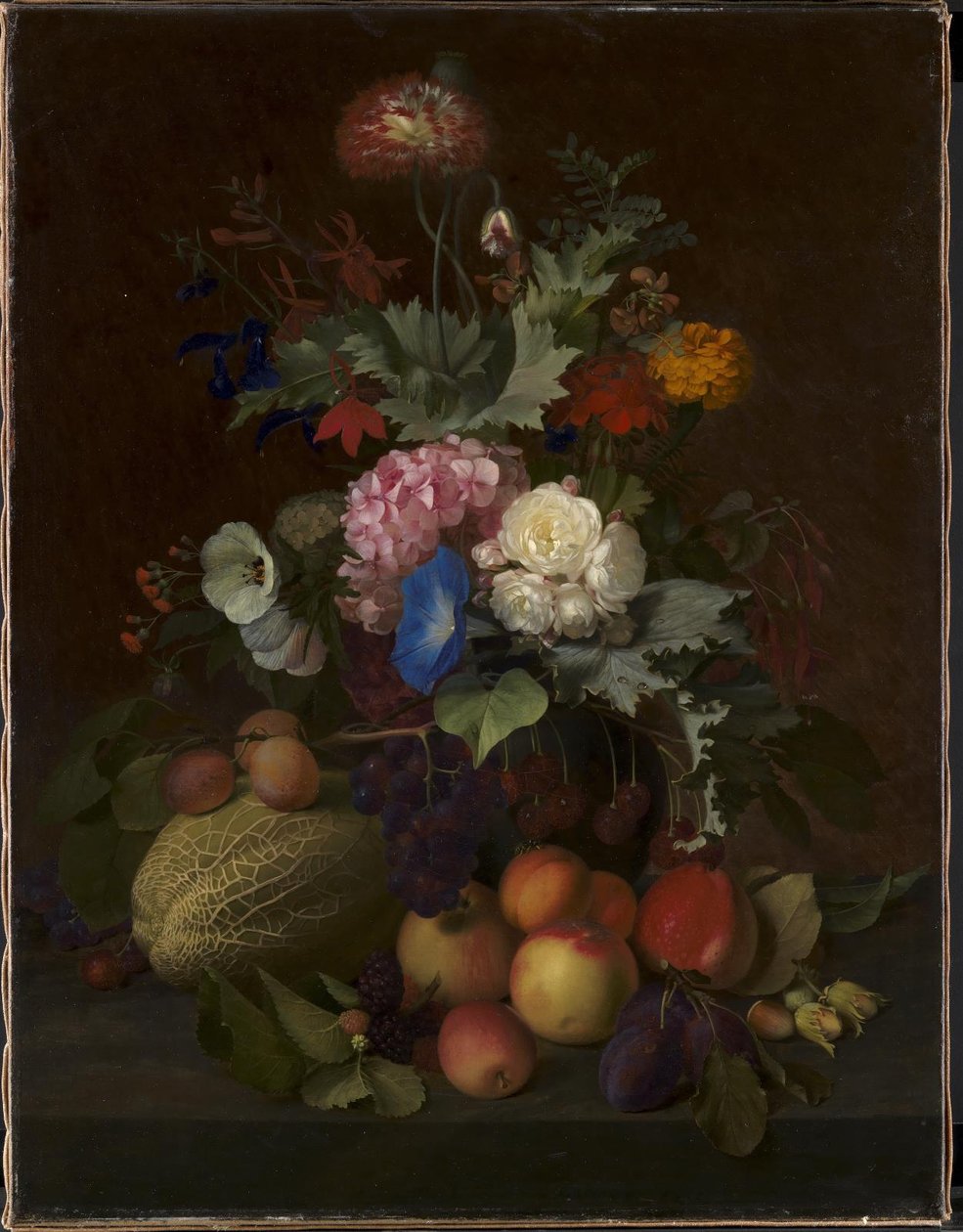 Natureza morta com frutas e flores de O.D. Ottesen