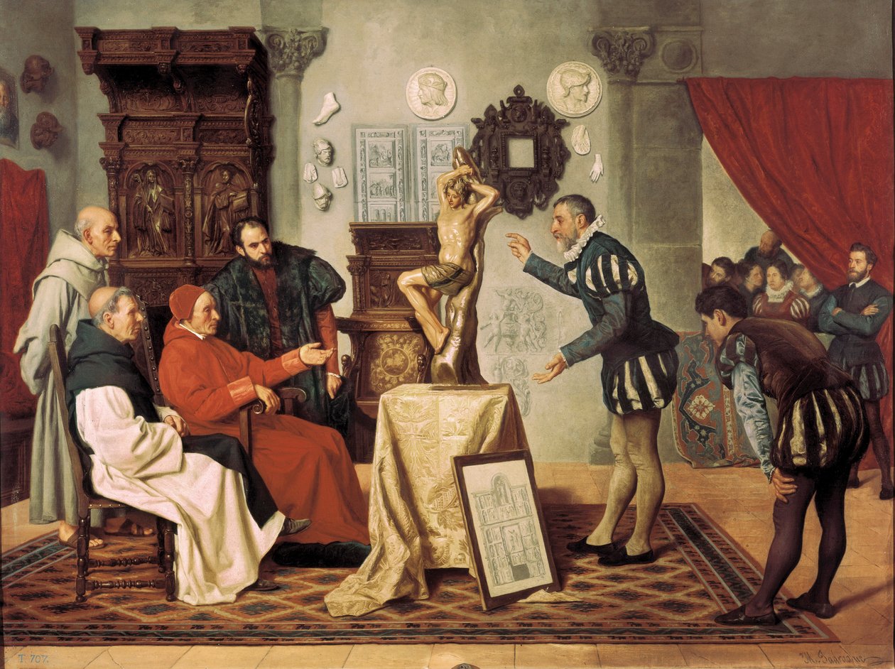 O pintor Alonso Berruguete (1480-1561) visita o Cardeal Juan Pardo de Tavera (1472-1545) (pintura) de Ocano Sanchez Miguel Jadraque y