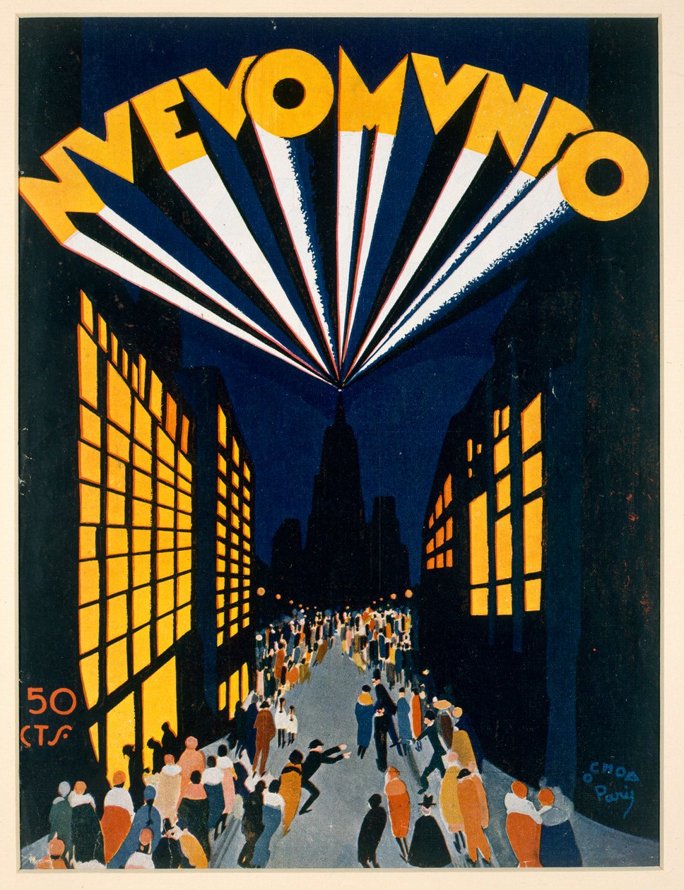 Novo Mundo, publicidade de cartazes no local da Radio City em Paris, c.1928 de Ochoa