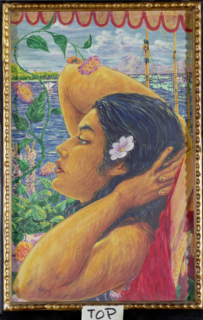 Vahine, Tahiti, c.1920 (wc no papel) de Octave Morillot