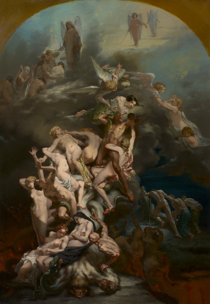 O Céu e o Inferno, c.1850 (óleo sobre tecido) de Octave Tassaert