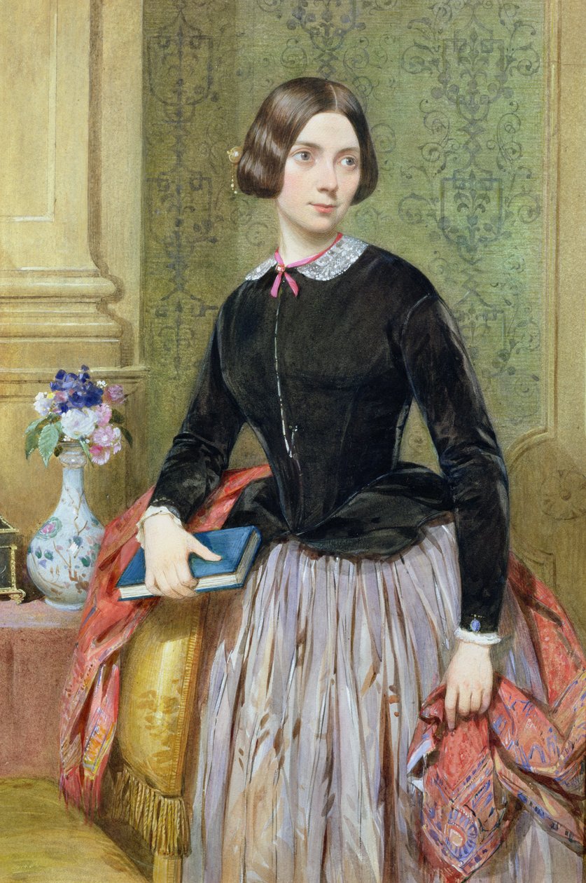 Retrato de uma senhora (wc com guache no papel) de Octavius Oakley