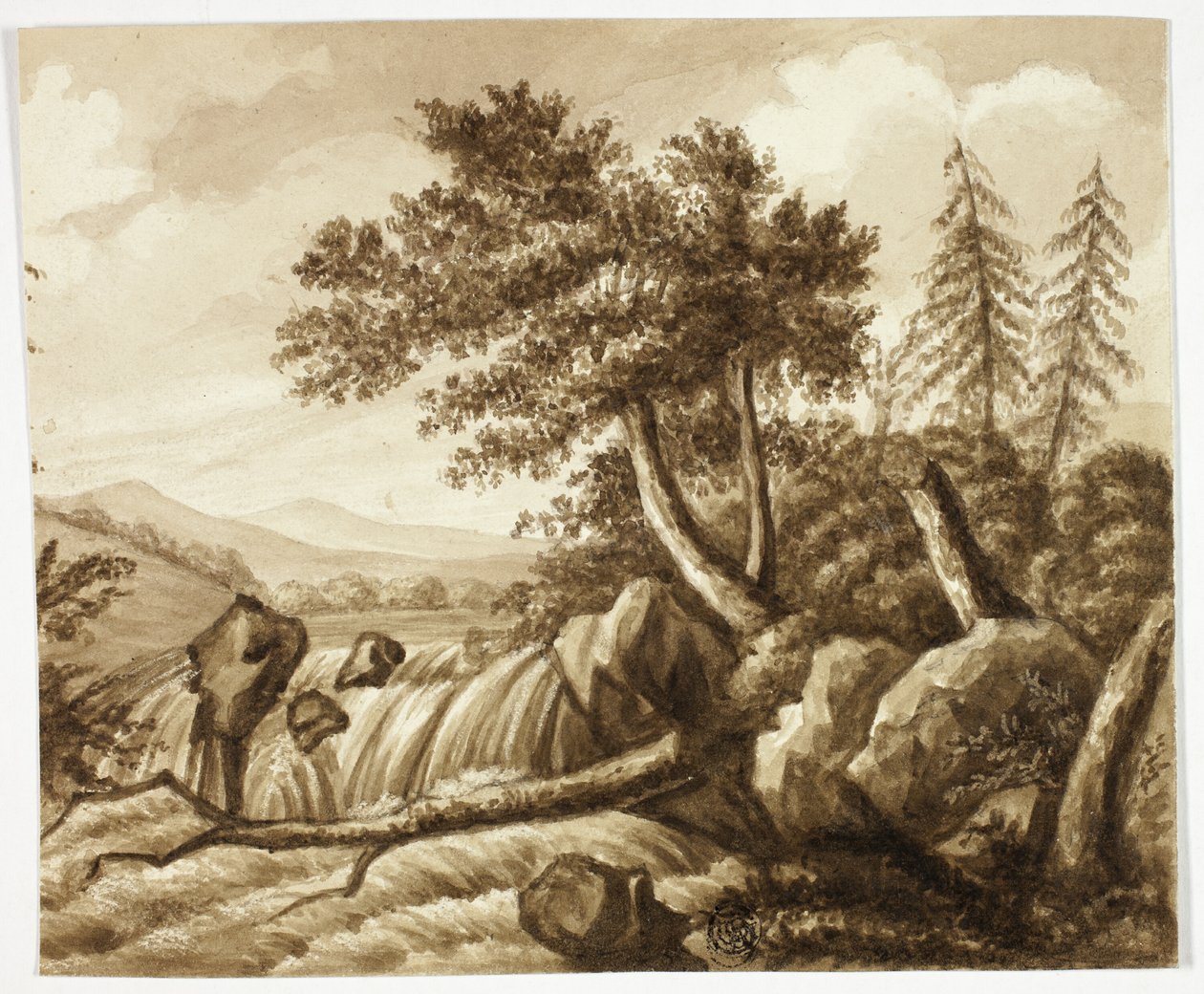Cascata em paisagem rochosa de Octavius Oakley