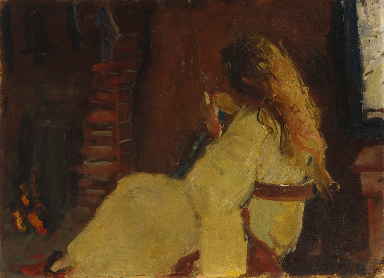 Cabelos secos perto da lareira de Oda Krohg