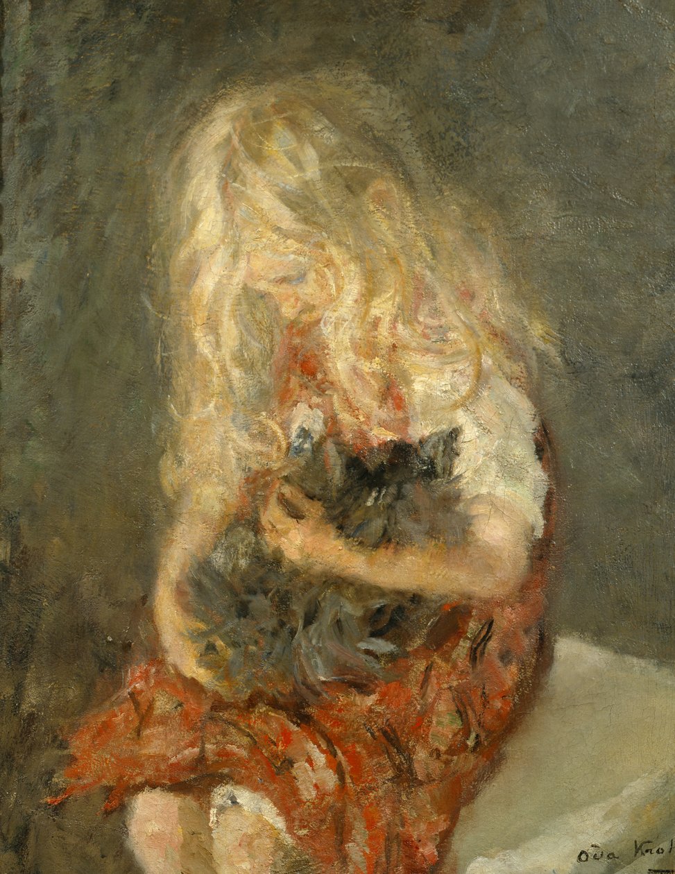 Rapariga com gato de Oda Krohg