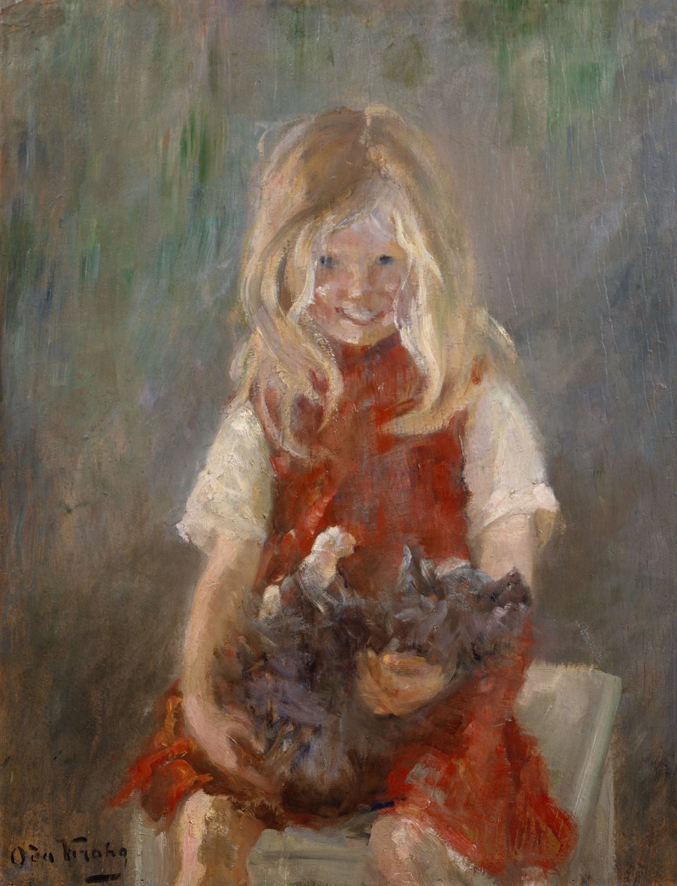 Rapariga com gato de Oda Krohg