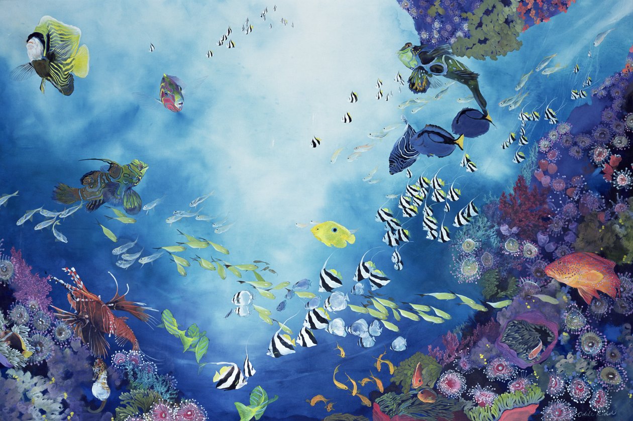 Underwater World III, 2002 (acrílico sobre sarja) de Odile Kidd