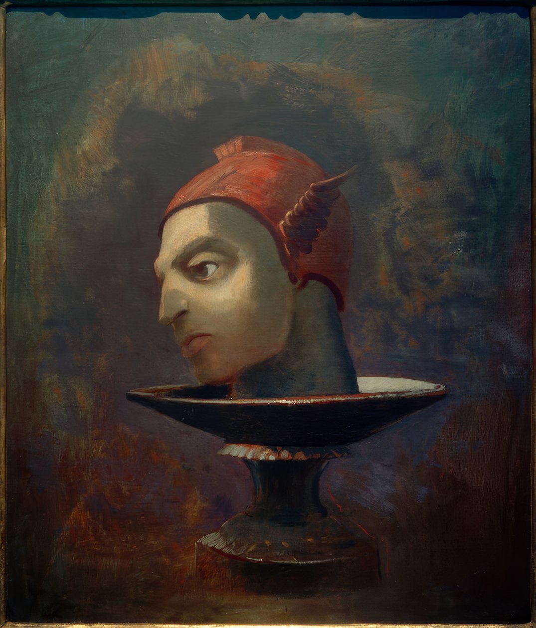 A cabeça de Perseu (a cabeça de Mercúrio em uma tigela) de Odilon Redon
